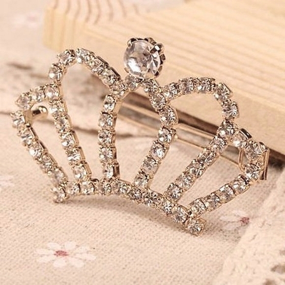 Pearl & Crystal Bling Crown Barrettes - Picture 10 of 15